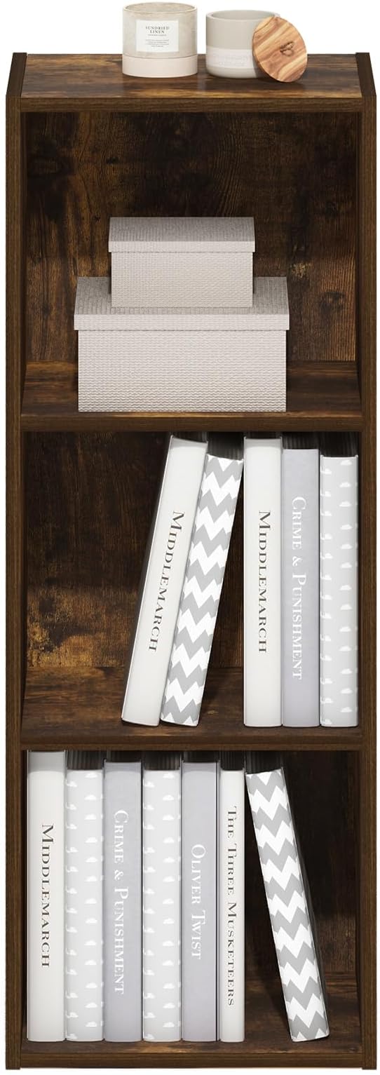 Furinno Luder 3-Tier Open Shelf Bookcase, Bookshelf, Amber Pine