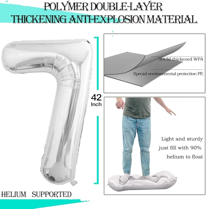 GOER Number 17 Balloons for 17th Birthday Sweet 17 Party Decorations,42 Inch Jumbo Foil Helium 71 Balloons for 71st Birthday Party Decoration (Silver)