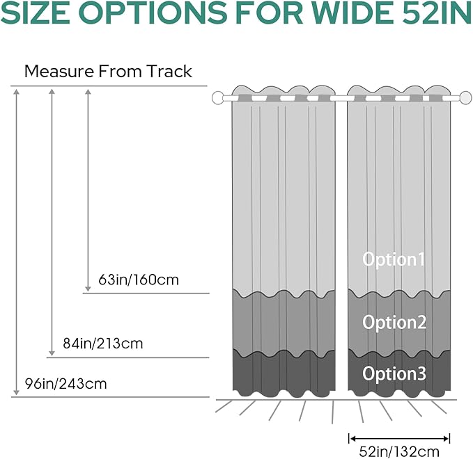 HOMEIDEAS Purple Ombre Blackout Curtains 52 X 63 Inch Length Gradient Room Darkening Thermal Insulated Energy Saving Grommet 2 Panels Window Drapes for Living Room, Bedroom