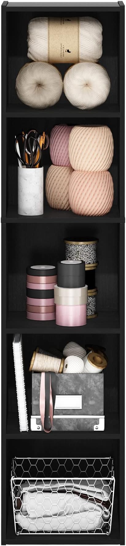 Furinno Luder Bookcase / Book / Storage, 5-Tier Cube, Blackwood