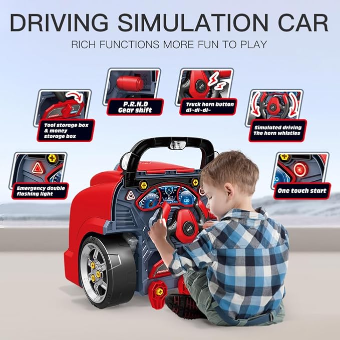 Interactive Truck Engine Toy with Removable Parts - Lights, Sounds, and Fun for Young Mechanics -Unleash their Creativity and Motor Skills with this Truck Engine Toy- Ideal Gift for 3-5-Year-Old Boys