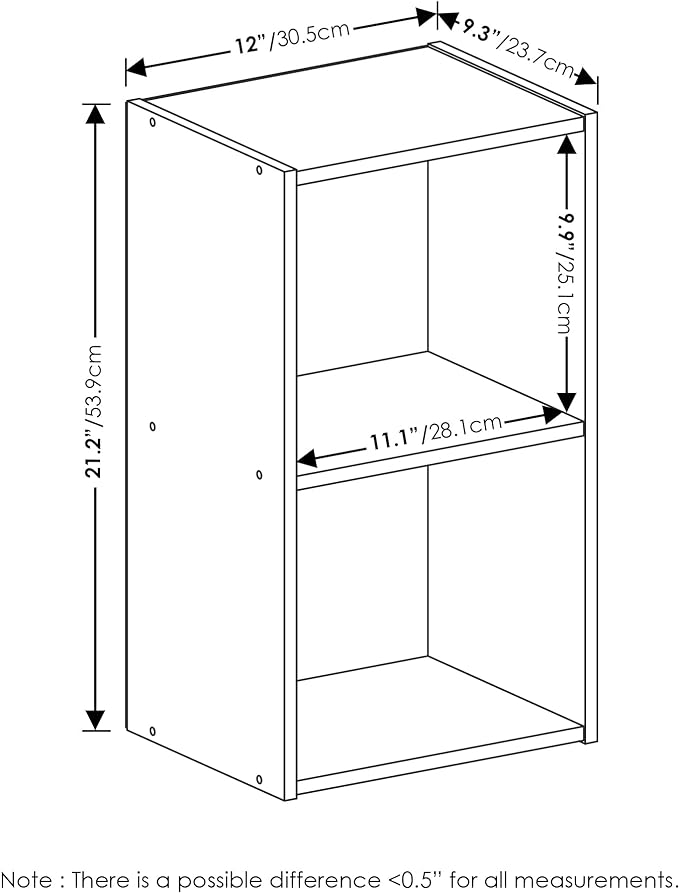 Furinno Luder Bookcase / Book / Storage, 2-Tier Cube, Light Blue/White