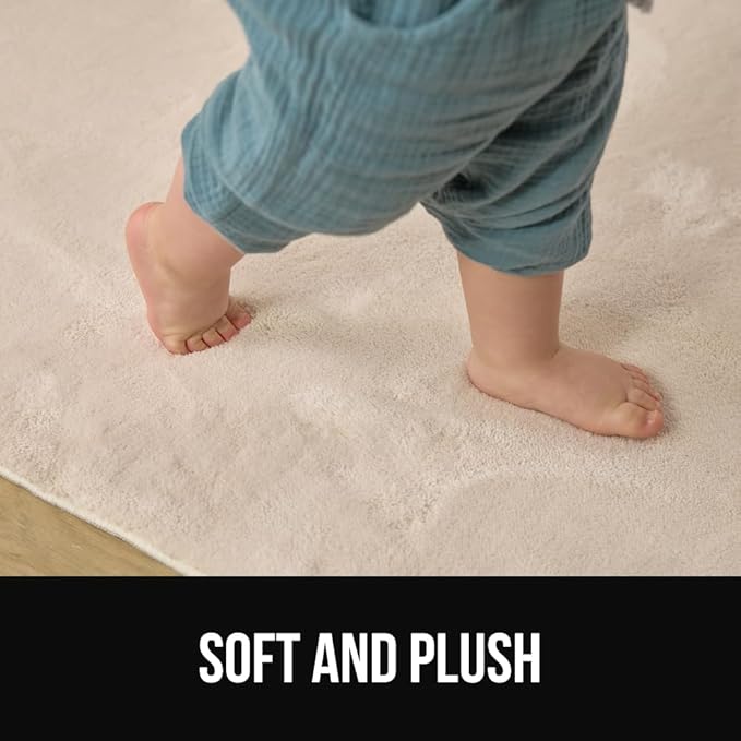 GORILLA GRIP Ultra Soft Washable Area Rug, Stain and Slip Resistant Plush Thick Carpet for Bedroom Living Room, No Shed Floor Rugs, Pet Friendly, Dorm Essentials, Kids Nursery Home Decor, 2x3, Ivory