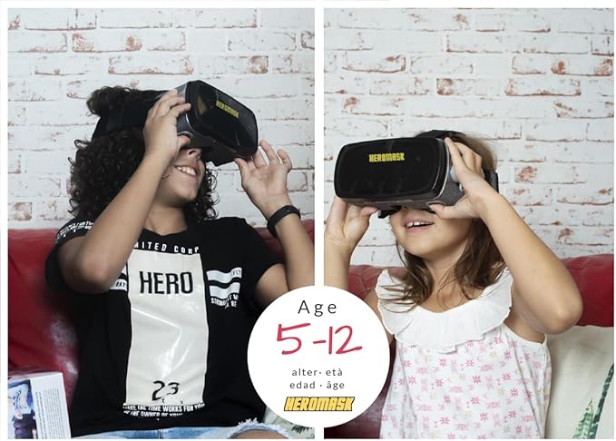 Heromask Virtual Reality Headset for Kids + Video Games to Learn Spanish Italian etc [Language Learning] VR for Kids. Kids Gifts for Boys and Girls for Age 5 to 12 Years Old. Educational