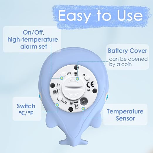 Baby Bath Tub Thermometer for Infant, Bathtub Water Temperature Room Thermometer, Safety Floating Bathing Toy, Newborn Essentials, Gifts for Moms Infant - New Upgraded Waterproof