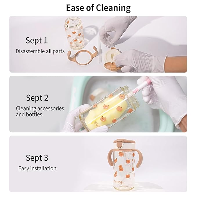 Evorie Tritan Spill Proof Toddler Straw Sippy Cup, 10 oz for Baby and Toddlers 1-3 Years Old, No Spill Straw Water Bottle with Removable Handles, Ideal for School, BPA-Free, Happy Valley