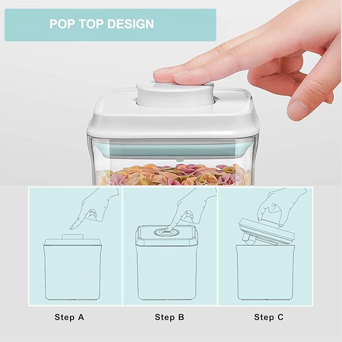 Airtight Food Storage Container - 0.5qt / 500ml Mini Square Pop Containers With Lids, Bpa Free Stackable Container Snacks Candy Salt Herbs Spices