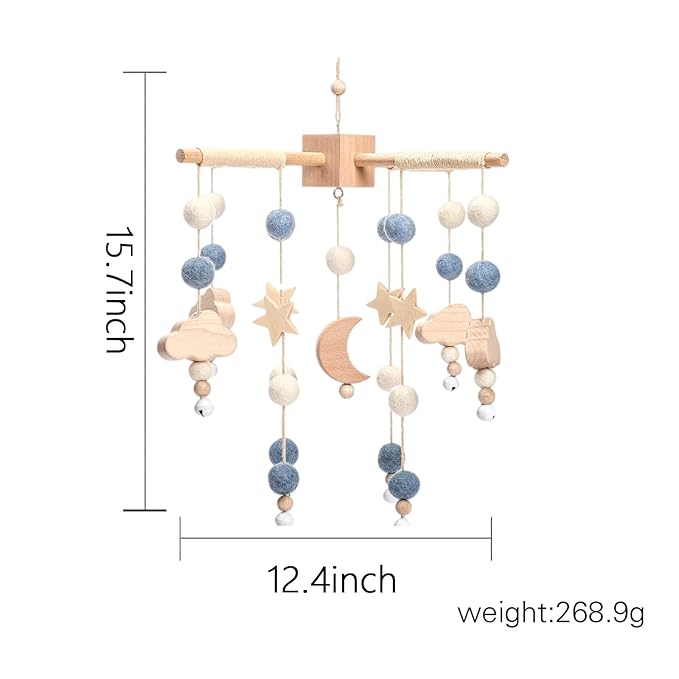 Baby Mobile for Crib | Baby Crib Nursery Mobile Star Moon for Baby Boys and Girls | Boho Nursery Decor | Baby Shower Set for Infant Bedroom Hanging Decoration Toy