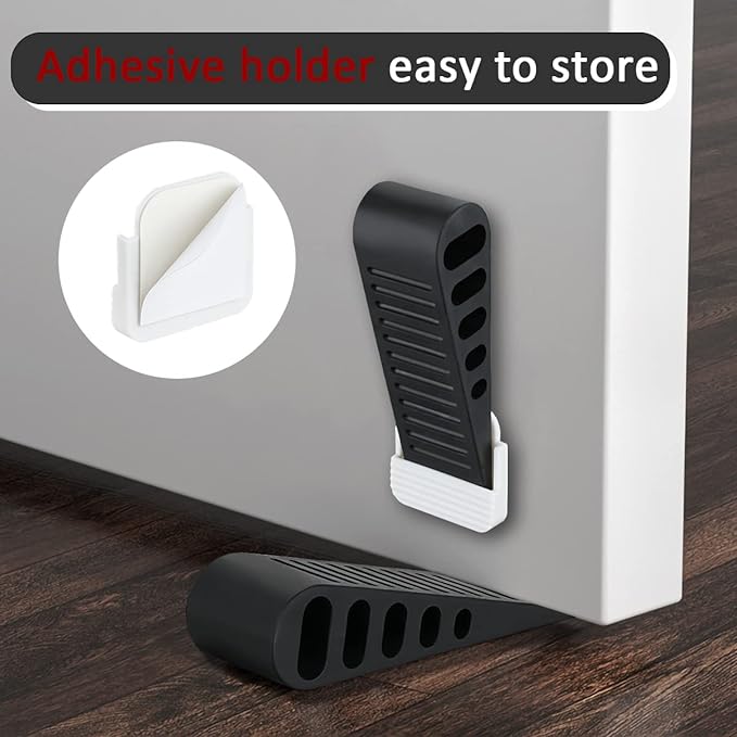 JQK Rubber Door Stopper Wedge, Black 9 Pack Soft TPR Premium Door Stops for Bottom of Heavy Duty Door on Tile, Concrete, Carpet, Wooden Floor, DSB61-BK-P9