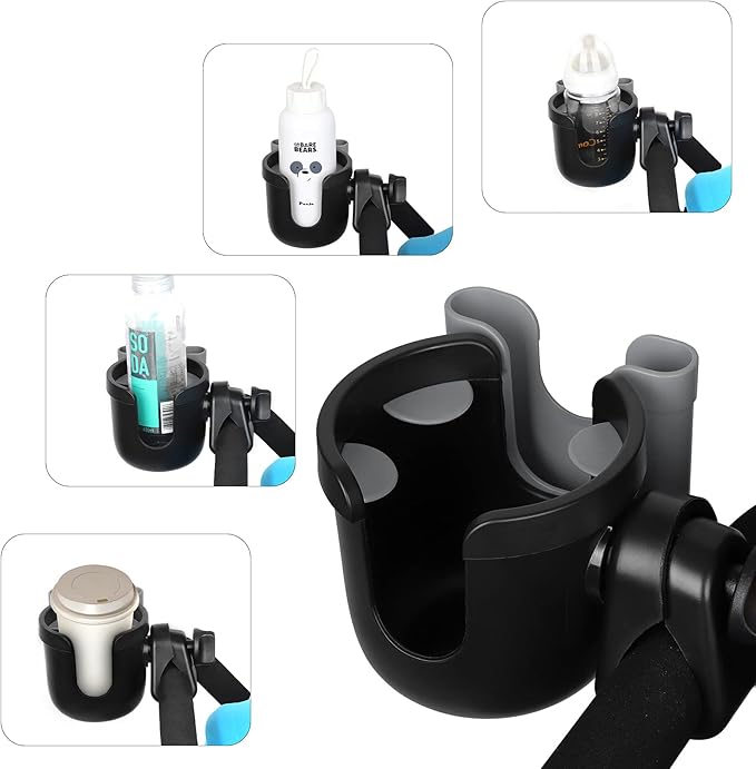 Accmor Stroller Cup Holder with Phone Holder, Bike Cup Holder, Universal Cup Holder for Uppababy Nuna Doona Strollers, 2-in-1 Cup Phone Holder for Stroller, Bike, Wheelchair, Walker, Scooter