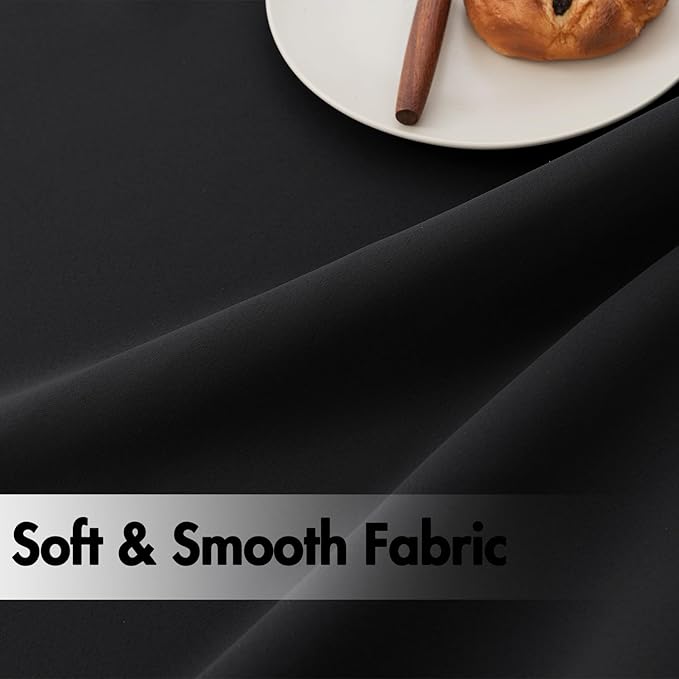 ANRODUO Back Tab Blackout Curtains for Bedroom Living Room, Rod Pocket Pinch Pleated Thermal Insulated Room Darkening Curtains 120 Inches Long 2 Panels, Black, 52 x 120 Inch