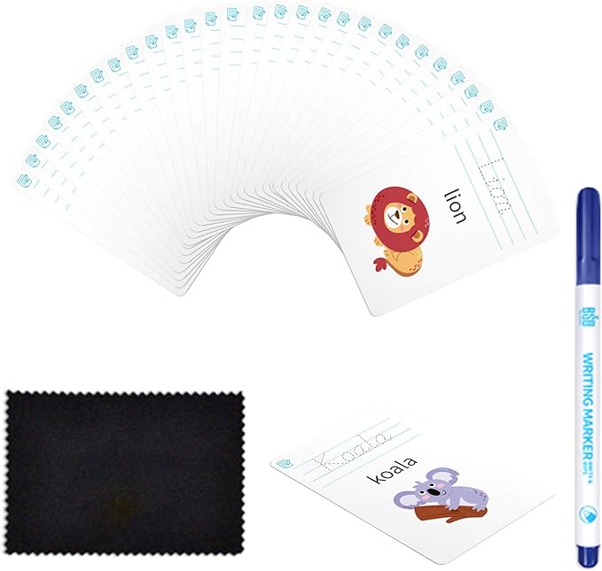 28 Pcs Letters Words Number Math Counting Recognition Cards for Kindergarten Preschool Toddlers Educational Toys RZKP-01 (Word)