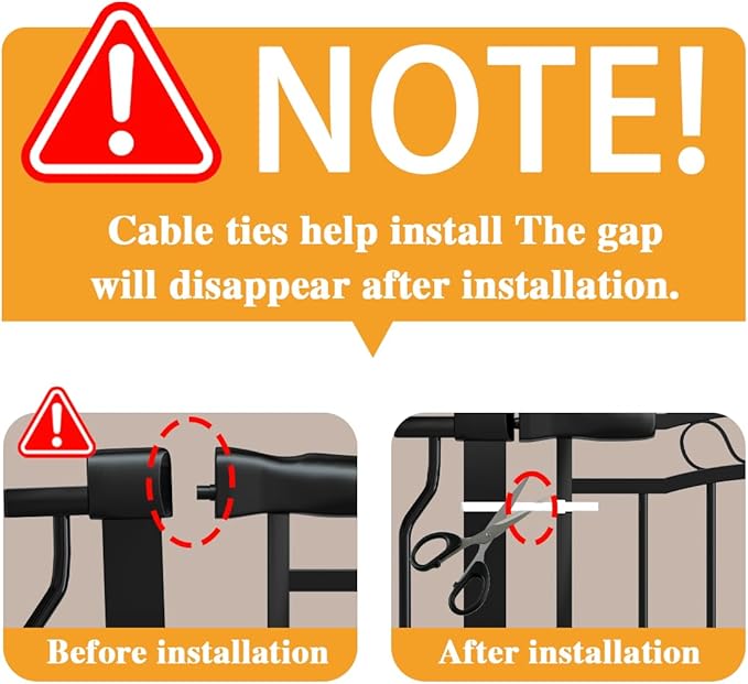29.53"-43.30" Mornyray Auto-Close Baby Gate Extra Wide, Pressure Mounted Dog & Pet Gate for Stairs Doorways, No Drill Safety Barrier with Lace Design, Metal Child Proof Gate Indoor Outdoor, Black