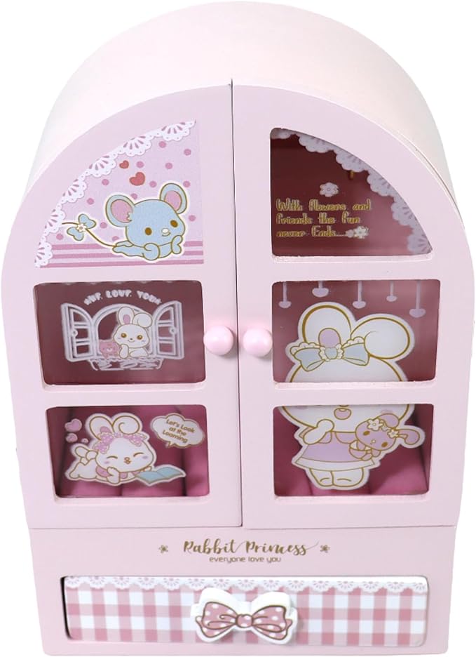jewelry box for girls Pink Cute bunny girls jewelry box Little girl birthday christmas Gift kids jewelry box