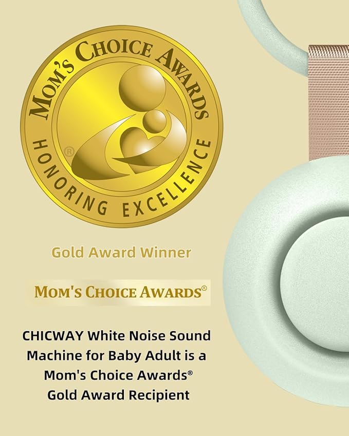 2025 Mom's Choice Awards, Portable Sound Machine for Baby Adult, AI Cry Detection, 18 Soothing Sound, Bluetooth Rechargeable White Noise Machine for Home Office Travel, Nursery Light, Green