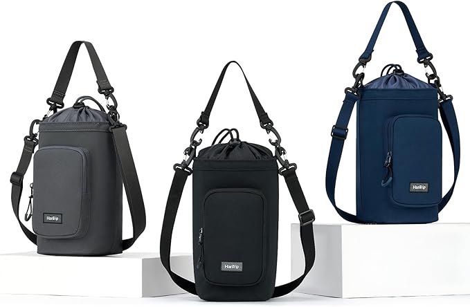 Insulated Water Bottle Carrier Bag with Strap Phone Pocket for 25/32/40/64 oz Tumbler Cup, Water Bottle Holder