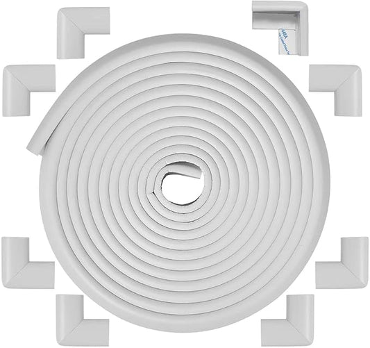 Foam Corner Protector Edge and Corner Guard, with 19 feet Length Foam Safety Bumpers, Baby Proofing Safety Table Corner Protectors (White)