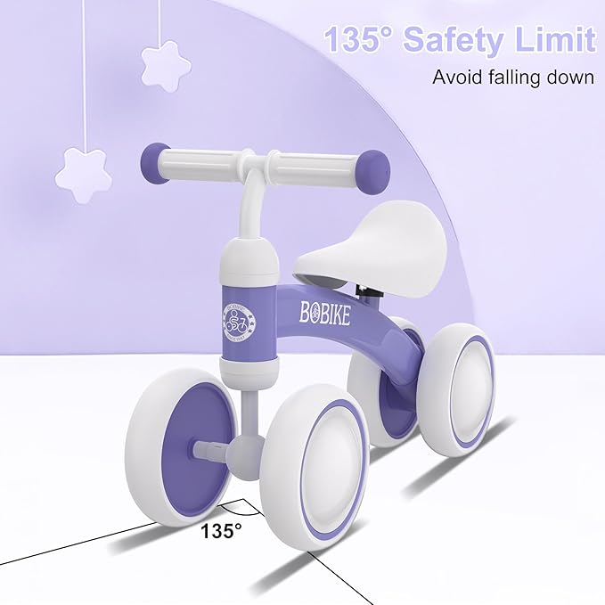 Baby Balance Bike Toys for 12-36 Months Kids Toy Boy and Girls Gifts Toddler Best First Birthday Gift Children Walker No Pedal Infant 4 Wheels Bicycle (Colorful, Purple-Light)