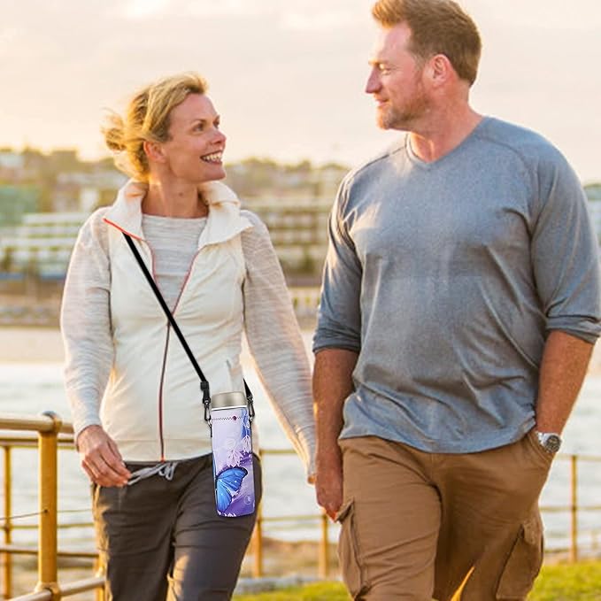 AUPET Water Bottle Sling Bag Carrier Crossbody Sleeve,Insulated Neoprene Bottle Case Holder Pouch Cover 500ML/17oz with Shoulder Strap for Walking Women Men