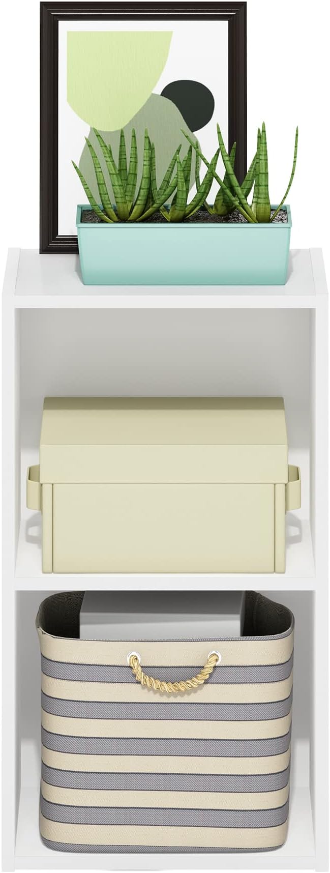 Furinno Luder Bookcase / Book / Storage, 2-Tier Cube, White