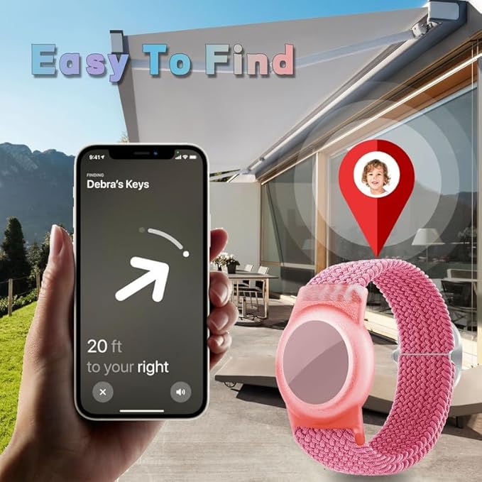 2 Pack Kids Bracelet Compatible with AirTag, GPS Kid Tracker Holder Braided Wristband for Apple Air Tag, 2022 Upgraded Nylon Adjustable Anti Lost Airtag Watch Band for Kids Children Elders