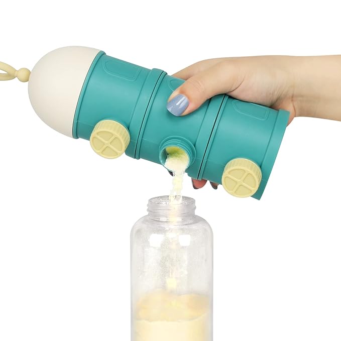 Accmor Formula Dispenser On The Go, 3 Layers Stackable Formula Container to Go, Non-Spill Portable Milk Powder Baby & Kids Snack Container, Green