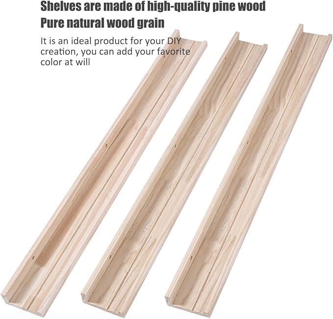 AZSKY 48 Inch Long Narrow Floating Shelves for Wall Storage Rustic Natural Wood Wall Shelf for Wall Décor Wall Bookshelf for Kids Room Picture Ledge Shelf a Set of 3