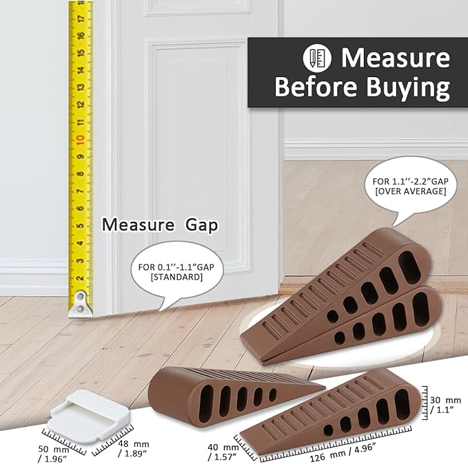 JQK Rubber Door Stopper Wedge, Bronze 3 Pack Soft TPR Premium Door Stops for Bottom of Heavy Duty Door on Tile, Concrete, Carpet, Wooden Floor, DSB61-ORB-P3