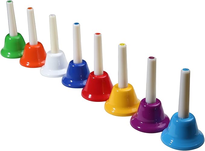 8 Note Hand bells, Colorful Handbells Musical Instrument for Kids Adults School Church Wedding