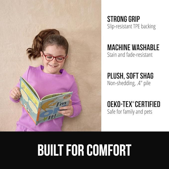 GORILLA GRIP Ultra Soft Washable Area Rug, 8x10, Stain and Slip Resistant Plush Thick Carpet for Bedroom Living Room, No Shed Floor Rugs, Pet Friendly, Dorm Essentials, Kids Nursery Home Decor, Ivory