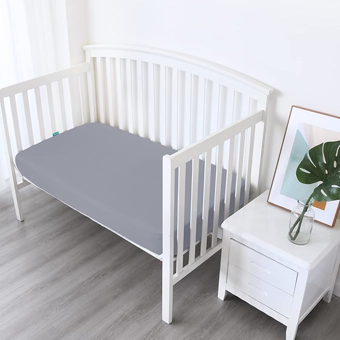 4-Pack Fitted Crib Sheets for Boys and Girls - Breathable, Soft Microfiber Baby Sheets in Grey and White