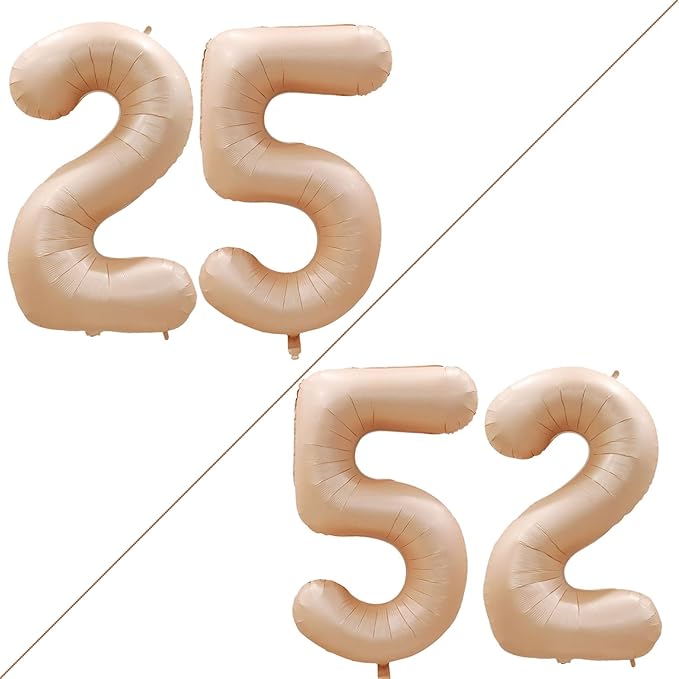 GOER Number 25 Balloons for 25th Birthday Party Decorations,42 Inch Jumbo Foil Helium 52 Balloons for 52nd Birthday Party Decoration (Caramel)