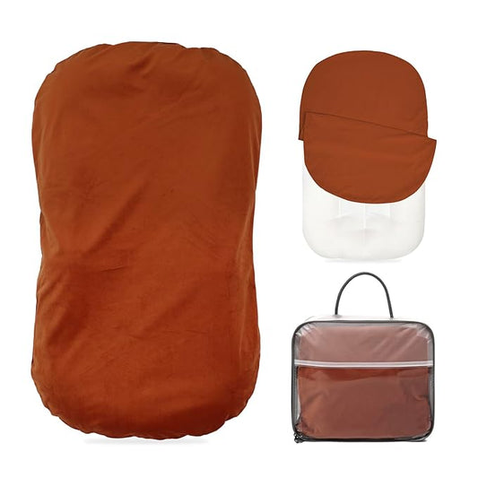 Baby Lounger - Snuggle Cozy Me Infant Lounger for Newborns | Flannel Cover, Breathable Soft, Portable Awake-Time Pad, Essential Baby Gift - Orange