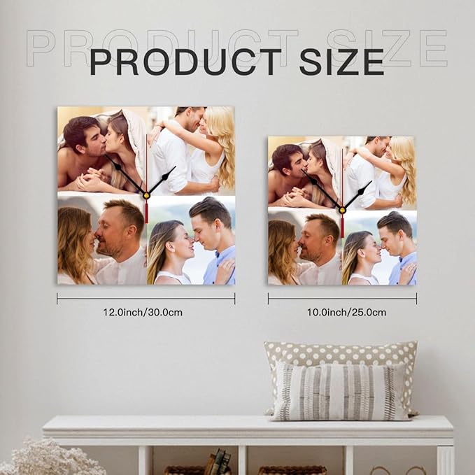 Generic Custom Wall Clock Personalized Wall Photo Customized Round Clock for Birthday Wedding Present Creative, 12inch-30cm