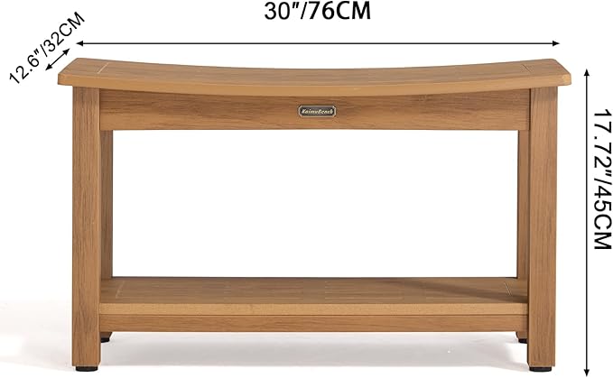 30'' Large Shower Bench Seat, Poly Lumber Bath Stool for Inside Shower Waterproof, HDPS Bathroom Chair for Shaving Legs, Non-Slip & No Maintenance, Brown, Weight Capacity 700LBS (30 x 13 Inches)