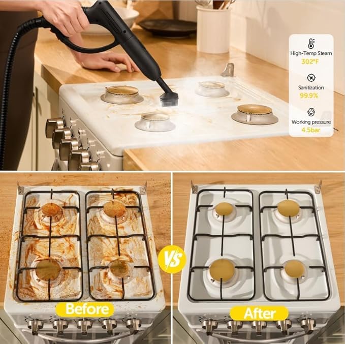 37-in-1 Steam Cleaner mop for Home & Car, 2L Water Tank, 4.3ft Hose, Deep Steam Cleaning for Floors, Tiles, Grout, Windows, Kitchen, Living Room – Multi-Surface Steamer