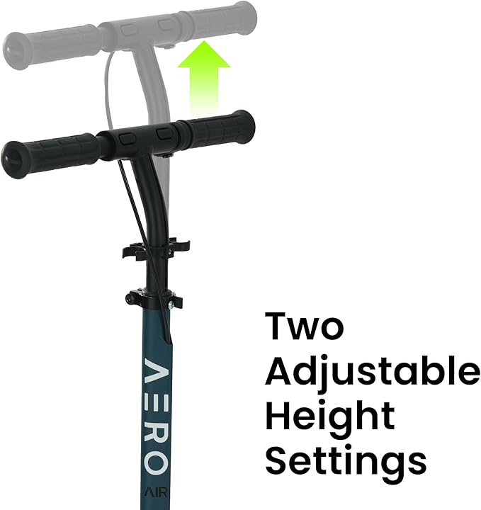 Aero Big Wheels Kick Scooter for Kids 6+, Teens & Adults | Light Up Wheels, Hand Brake, Rubber Deck Mat & Shock Absorption | Foldable & Height Adjustable