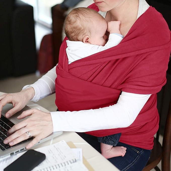 Acrabros Baby Wrap Carrier,Hands Free Baby Carrier Sling,Lightweight,Breathable,Softness,Perfect for Newborn Infants and Babies Shower Gift,Royal Red