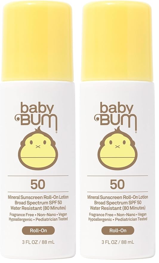 Baby Bum Mineral SPF 50 Roll-On Sunscreen | Vegan and Hawaii 104 Reef Act Compliant (Octinoxate & Oxybenzone Free) Broad Spectrum Moisturizing UVA/UVB Easy Roller Ball Sunscreen Lotion (Pack of 2)