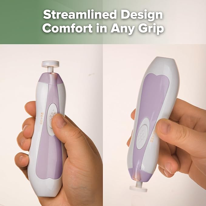 haakaa Baby Nail Trimmer Electric Baby Nail File Kit with LED Light, Baby Nail Clippers for Newborn/Infants/Adults Toenails and Fingernails, 6 Replacement Heads & Storage Case, Lavender
