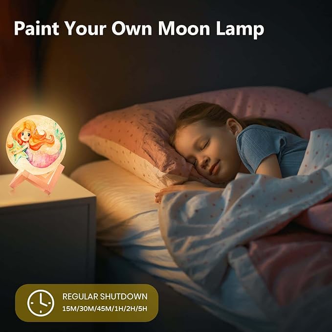 HOLA Paint Your Own Moon Lamp Kit, 2025 Update USB Rechargeable Remote Control, DIY Arts Supplies and Crafts Kit, Ages 6 7 8 9 10 11 12 13 Year Old Girls Boys Kids Birthday Gifts
