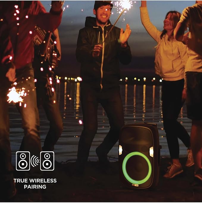 Altec Lansing SoundRover 75 Wireless Speaker 75W Bluetooth Speaker with a Long Lasting 10 Hour Battery, 50 Foot Range, Multi LED Party Modes, True Wireless Pairing, Bonus Microphone