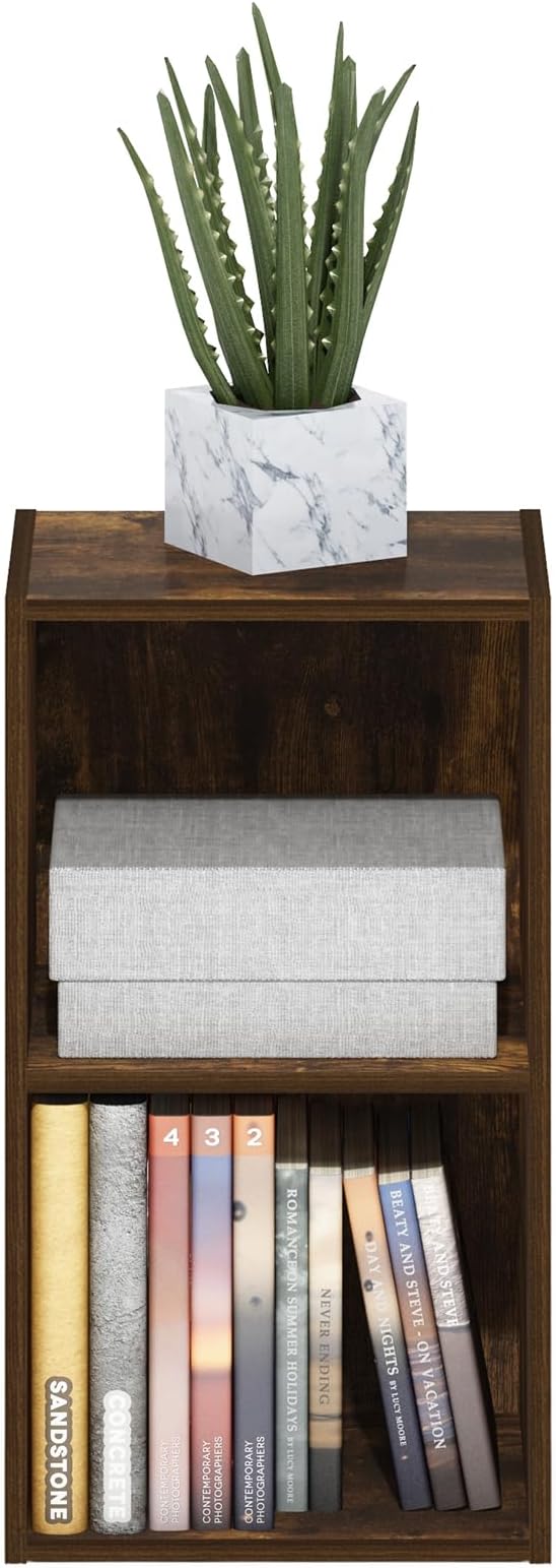 Furinno Pasir 2-Tier Open Shelf Bookcase, Bookshelf, Amber Pine