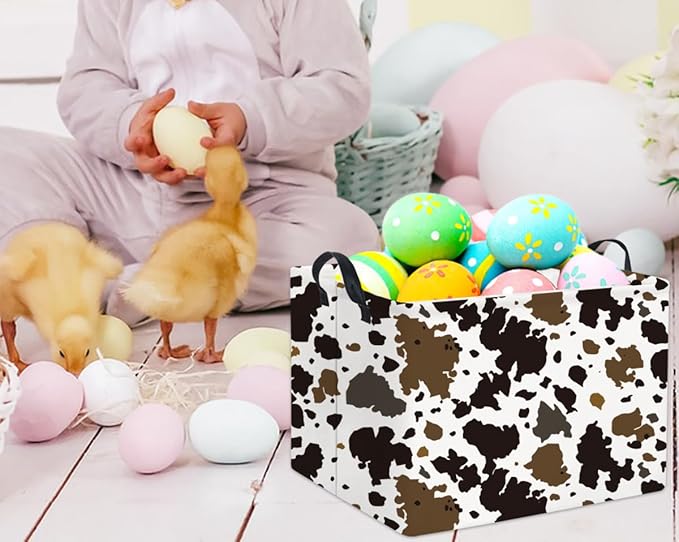 HIYAGON Rectangular Cow Basket Kids Basket Baby Storage Bin Toy Basket Organizer Box for Boys Room Decor(Cow)