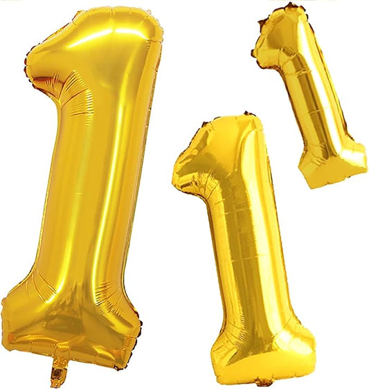 GOER Gold Foil Balloons Number 1,Huge Number Balloons for 1st 11st Birthday Party Supplies Anniversary Decorations(3 pcs,42 inch,32 inch,16inch)