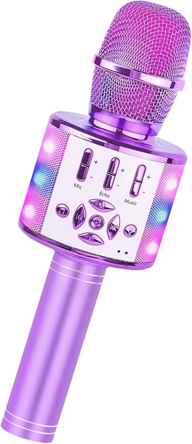 Amazmic Toys for Girls, Kids Karaoke Microphone Toddler Microphone for Kids with Lights, Birthday Gift for Girls, Boys Toy Age 3 4 5 6 7 8+(Light Purple)