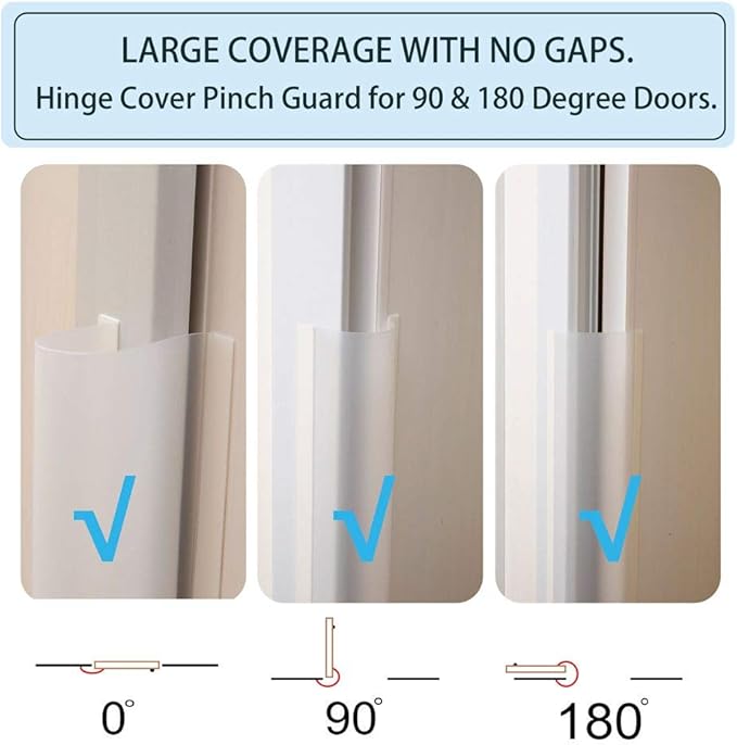 2 PCS AILUOQI Door Jam Shield Finger Pinch Guard for Baby Proofing, Kids, Hinge Cover Pinch Guard for 90 & 180 Degree Doors Frame & Baby Gate. 47.2" H, 6.7" W. 2 Pieces Set