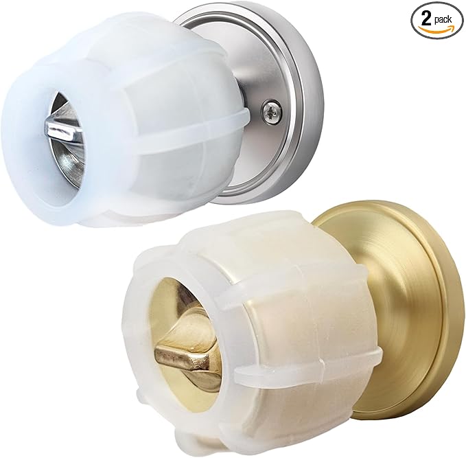 Enjoy Cover |Door Handle Grip Doorstop Knob Stopper Cover, Set of 2 Silicone Door Knob Grips Universal Size Protects Walls from Dents and Damage (Clear)