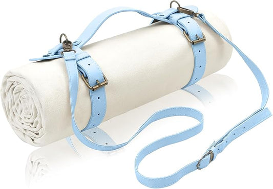 4’9” x 6’3” White Lightweight Water-Resistant Canvas Mat – Picnic, Outdoor, Beach, Park, Camping, Toy Mat