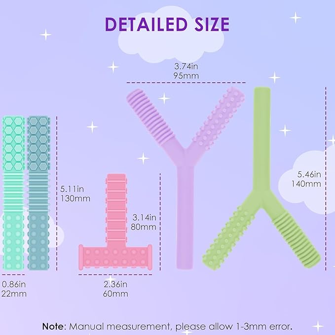 ERKOON 5 Pack Sensory Chew Toys for Autistic Children, Silicone Chewy Tubes Teething Tubes for Autism, ADHD, SPD, Chewies with Special Needs, Oral Motor Chewy Tool for Sensory Kids